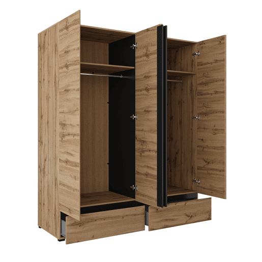 Roupeiro de 4 portas e 2 gavetas Lilia Wood