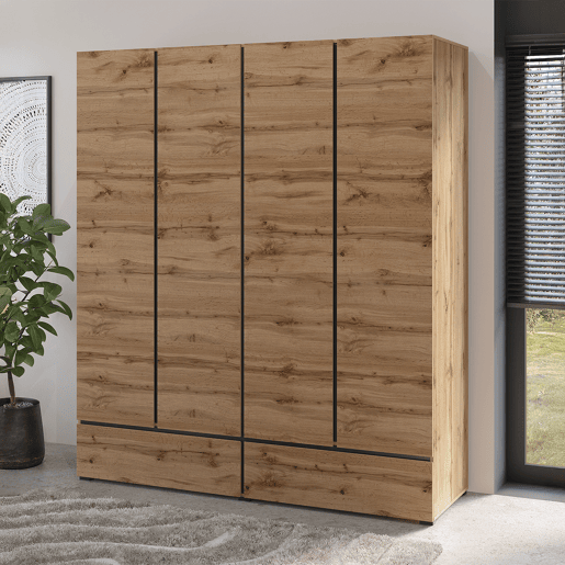Roupeiro de 4 portas e 2 gavetas Lilia Wood