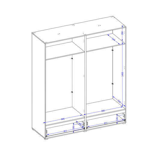 Roupeiro de 4 portas e 2 gavetas Lilia Wood