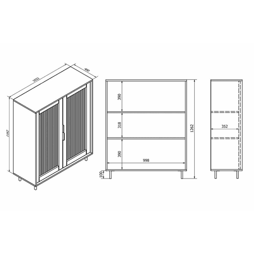 Cómoda 2 portas Soly Caxemira