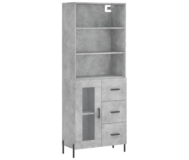 Aparador alto - mueble de almacenamiento madera contrachapada gris hormigón 69,5x34x180 cm es877