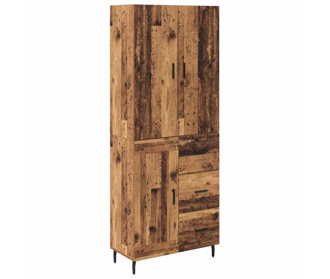 Aparador alto - mueble de almacenamiento con cajón 2 pcs madera envejecida es332
