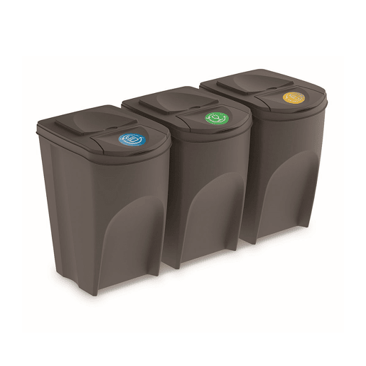 Conjunto de 3 lixeiras KEDEN SORTIBOX para lixo e reciclagem.