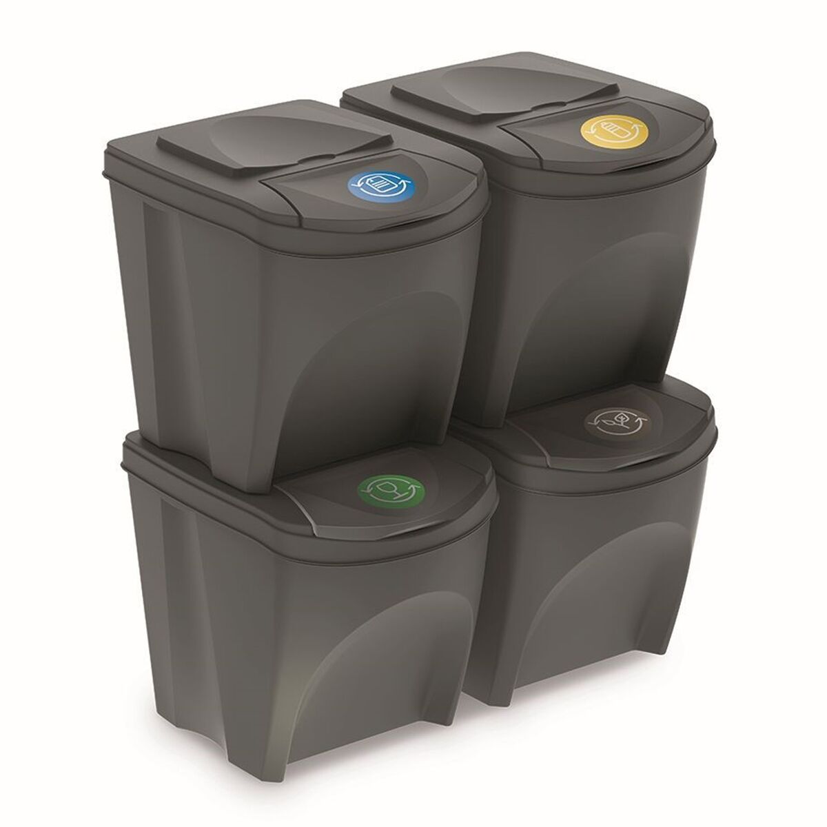 Set de 4 cubos de basura KEDEN SORTIBOX papelera reciclaje