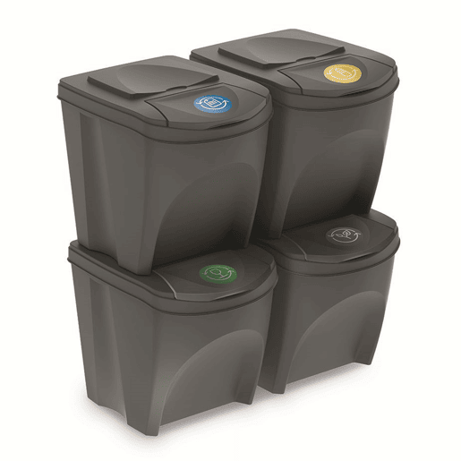 Conjunto de 4 lixeiras KEDEN SORTIBOX para lixo e reciclagem.