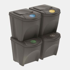 Conjunto de 4 lixeiras KEDEN SORTIBOX para lixo e reciclagem.