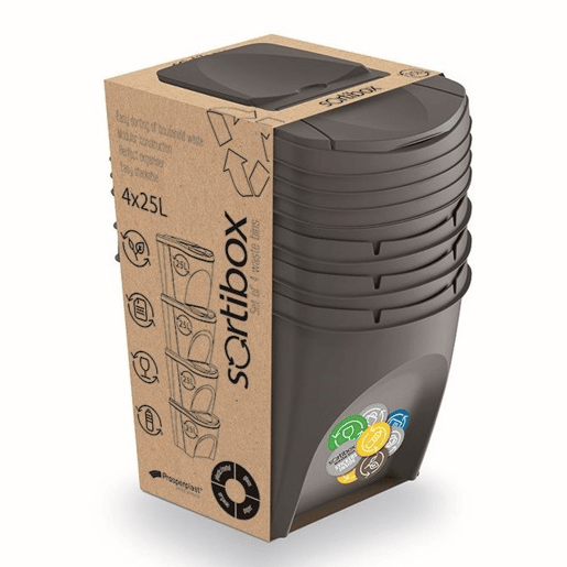 Conjunto de 4 lixeiras KEDEN SORTIBOX para lixo e reciclagem.