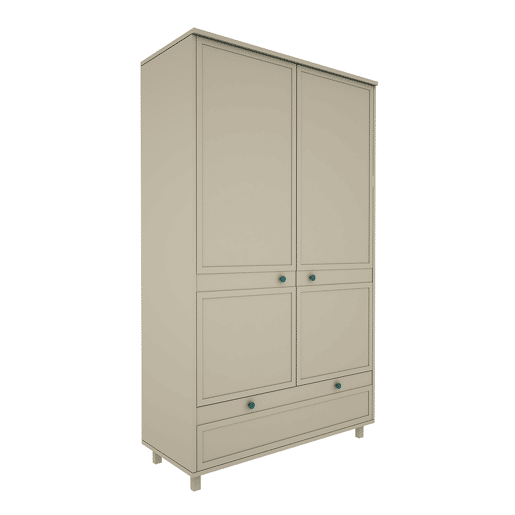 Roupeiro de 2 portas e 1 gaveta Wood Luck Gabriel Verde Eucalipto