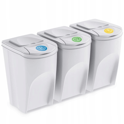 Conjunto de 3 lixeiras KEDEN SORTIBOX para lixo e reciclagem.