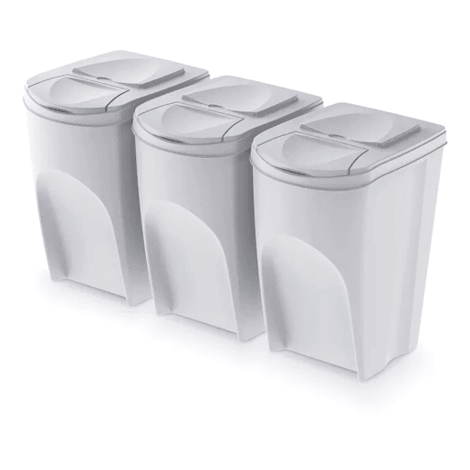 Conjunto de 3 lixeiras KEDEN SORTIBOX para lixo e reciclagem.
