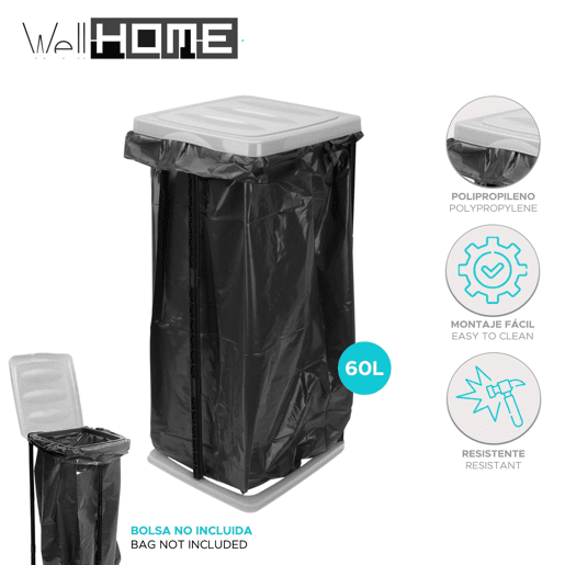 Lixeira Well Home de 60 litros com tampa