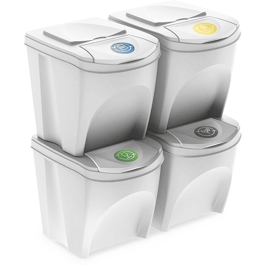 Conjunto de 4 lixeiras KEDEN SORTIBOX para lixo e reciclagem.