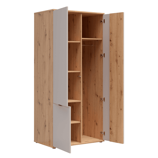 Roupeiro Ezra de 3 portas Caxemira e Bois