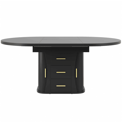 Mesa de jantar extensível de 118 a 158 cm u2013 redonda a oval, com 3 prateleiras de arrumação, para 6 pessoas u2013 preta Mesa de jantar extensível de 118 a 158 cm u2013 redonda a oval, com 3 prateleiras de arrumação, para 6 pessoas u2013 preta