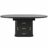 Mesa de jantar extensível de 118 a 158 cm u2013 redonda a oval, com 3 prateleiras de arrumação, para 6 pessoas u2013 preta