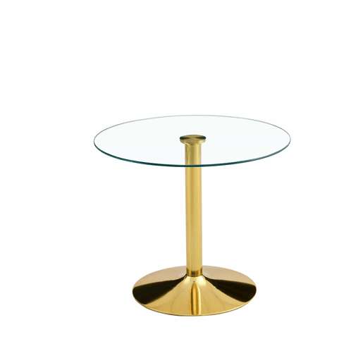 Mesa de bar moderna minimalista em vidro - 85 cm - Luxo leve - Dourado, Transparente