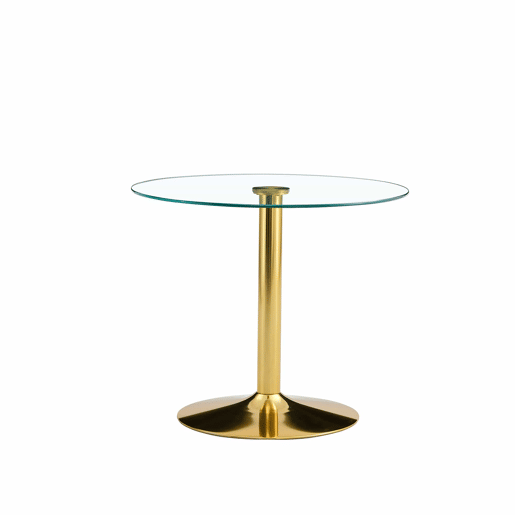 Mesa de bar moderna minimalista em vidro - 85 cm - Luxo leve - Dourado, Transparente