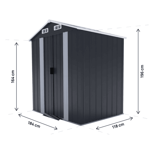 Cabaninha de jardim em metal com porta de correr > - 2,17 m² - Cinza Cabaninha de jardim em metal com porta de correr > - 2,17 m² - Cinza