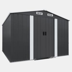 Barracão de jardim metálico Boston com porta de correr - 8 m² - Cinzento
