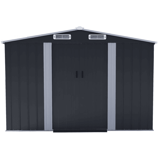 Cabaninha de jardim em metal com porta de correr > - 8 m² - Cinzento