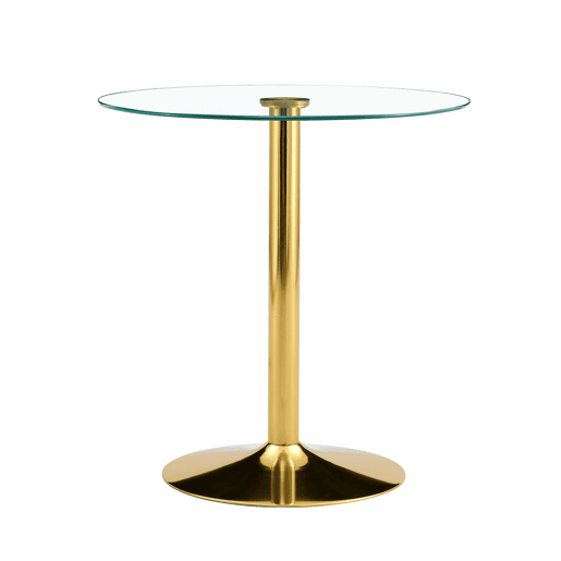 Mesa de bar redonda 89 cm - minimalista moderna, vidro temperado - douradotransparente