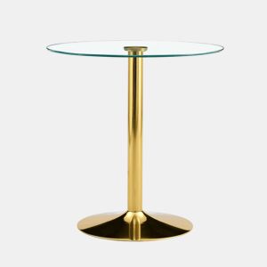Mesa de bar redonda 89 cm - minimalista moderna, vidro temperado - douradotransparente