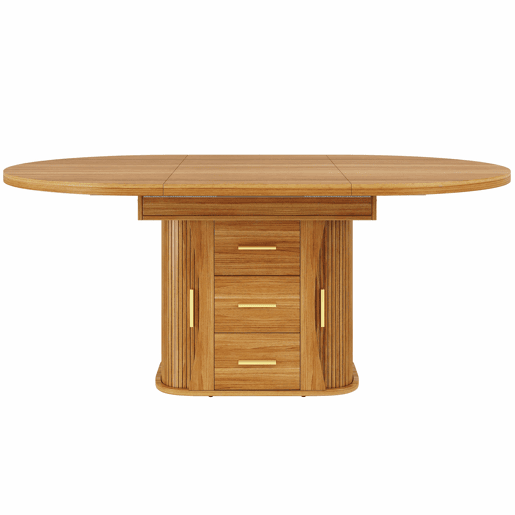 Mesa de jantar extensÃvel - 118-158 cm - Redonda a oval, 3 prateleiras, até 6 pessoas - Nogueira Mesa de jantar extensÃvel - 118-158 cm - Redonda a oval, 3 prateleiras, até 6 pessoas - Nogueira