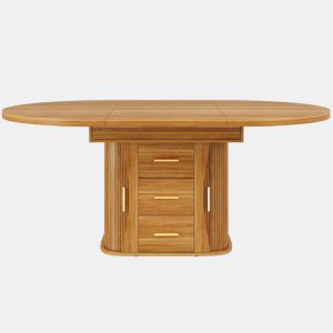 Mesa de jantar extensível - 118-158 cm - Redonda a oval, 3 prateleiras, até 6 pessoas - Nogueira