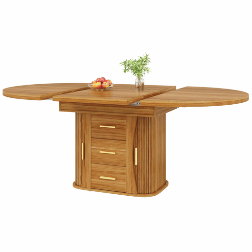 Mesa de jantar extensÃvel - 118-158 cm - Redonda a oval, 3 prateleiras, até 6 pessoas - Nogueira Mesa de jantar extensÃvel - 118-158 cm - Redonda a oval, 3 prateleiras, até 6 pessoas - Nogueira