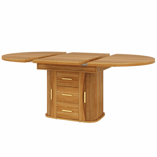 Mesa de jantar extensÃvel - 118-158 cm - Redonda a oval, 3 prateleiras, até 6 pessoas - Nogueira Mesa de jantar extensÃvel - 118-158 cm - Redonda a oval, 3 prateleiras, até 6 pessoas - Nogueira