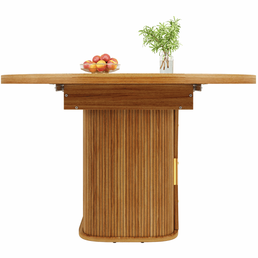 Mesa de jantar extensÃvel - 118-158 cm - Redonda a oval, 3 prateleiras, até 6 pessoas - Nogueira Mesa de jantar extensÃvel - 118-158 cm - Redonda a oval, 3 prateleiras, até 6 pessoas - Nogueira