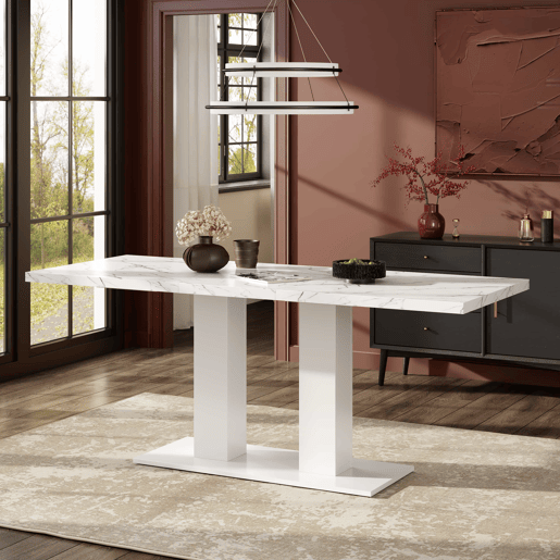Mesa de jantar extensível 140180 x 70 cm - para 6 a 8 pessoas, retangular, tampo espesso, estilo moderno, multifuncional para cozinha e sala de estar - branca