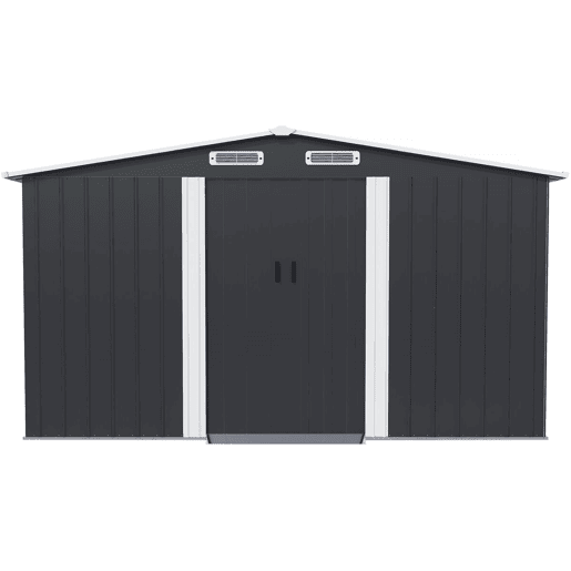 Coberturo de jardim em metal com porta de correr > - 13 m² - Cinzento
