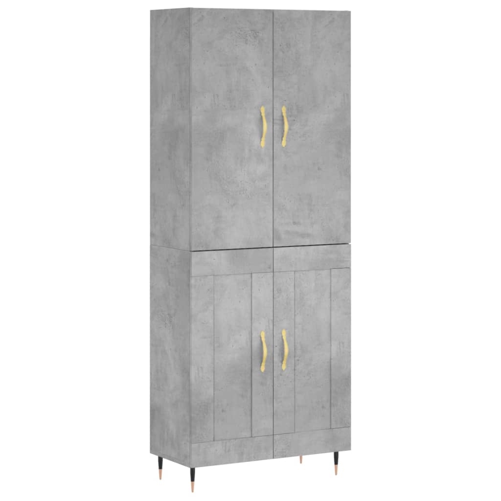 Aparador alto - mueble de almacenamiento madera contrachapada gris hormigón 69,5x34x180 cm es895