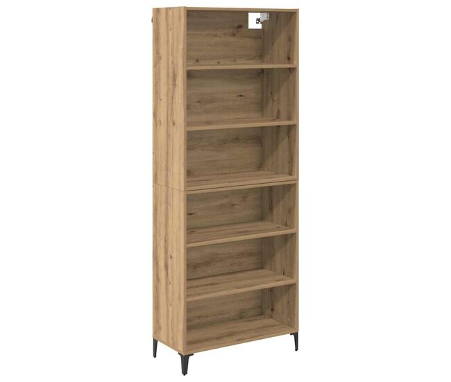 Aparador alto - mueble de almacenamiento roble artesanal 69,5 x 34 x 180 cm es1565