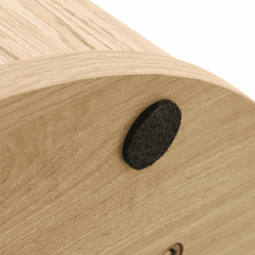 Mesa de jantar redonda 100 cm - 4 segmentos com acabamento em madeira clara, pernas cilíndricas com arrumação, barra metálica e fecho de velcro - cor madeira natural