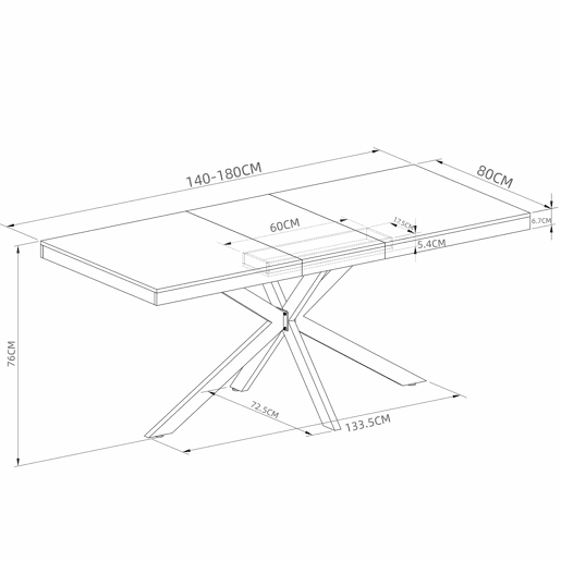 Mesa de jantar extensível 140-180 cm - estilo retro, arrumação oculta, placa central em relevo - Natural Mesa de jantar extensível 140-180 cm - estilo retro, arrumação oculta, placa central em relevo - Natural