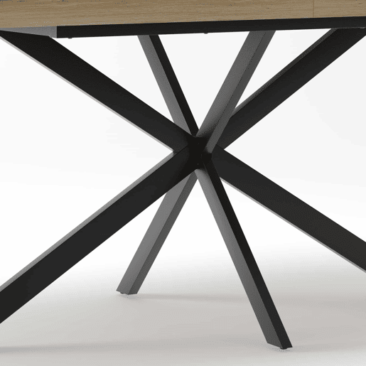 Mesa de jantar extensível 140-180 cm - estilo retro, arrumação oculta, placa central em relevo - Natural Mesa de jantar extensível 140-180 cm - estilo retro, arrumação oculta, placa central em relevo - Natural