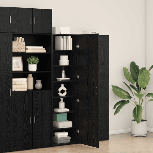Aparador - Bufete - Móvel de apoio 2 pcs Carvalho Preto 50 x 42,5 x 185 cm pt253
