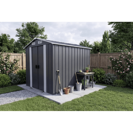 Coberturo de jardim em metal com portas de correr > - 4,12 m² - Cinzento Coberturo de jardim em metal com portas de correr > - 4,12 m² - Cinzento
