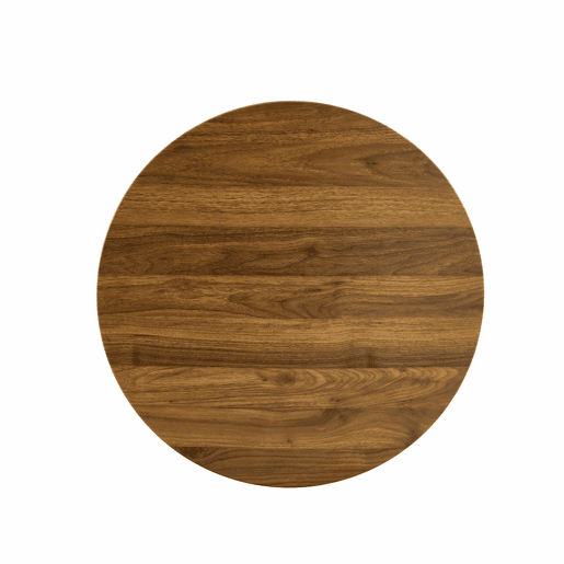 Mesa auxiliar redonda 60 cm - tampo em MDF com tecnologia termoformada, acabamento efeito madeira nogal, base metálica dourada - Nogal e Dourado