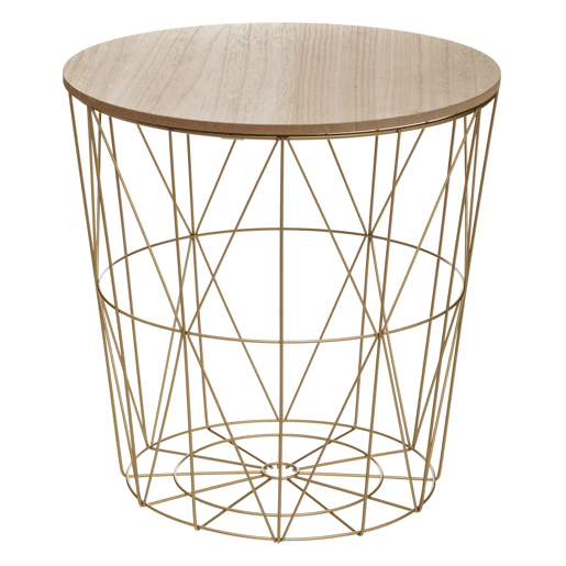 Mesa lateral Kumi em metal dourado