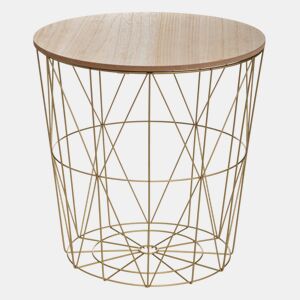 Mesa lateral Kumi em metal dourado