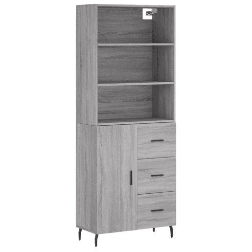 Armário alto - Bufete - Móvel de apoio 69,5x34x180 cm derivados de madeira sonoma cinza pt1070 Armário alto - Bufete - Móvel de apoio 69,5x34x180 cm derivados de madeira sonoma cinza pt1070