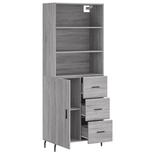 Armário alto - Bufete - Móvel de apoio 69,5x34x180 cm derivados de madeira sonoma cinza pt1070 Armário alto - Bufete - Móvel de apoio 69,5x34x180 cm derivados de madeira sonoma cinza pt1070