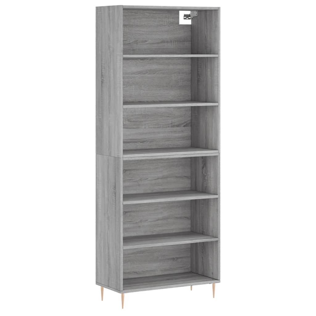 Aparador alto - mueble de almacenamiento madera ingeniería gris hormigón 69,5x32,5x180 cm es1466