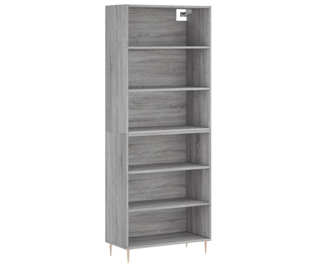 Aparador alto - mueble de almacenamiento madera ingeniería gris hormigón 69,5x32,5x180 cm es1466