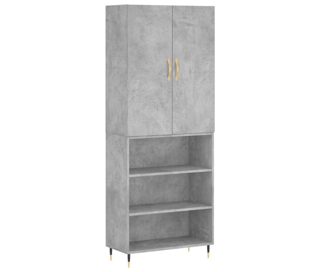 Aparador alto - mueble de almacenamiento madera contrachapada gris hormigón 69,5x34x180 cm es914
