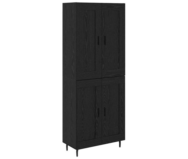 Aparador alto - mueble de almacenamiento 2 pcs roble negro madera de ingeniería es274