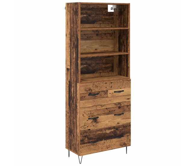 Aparador alto - mueble de almacenamiento con cajón 2 pcs madera vieja madera de ingeniería es339
